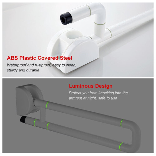 Foldable Toilet Grab Bar Stainless Steel 265 lbs 2