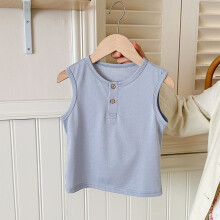 Cotton Sleeveless Tank Top for Little Girls with Buttons