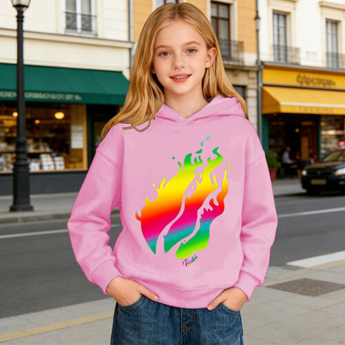 Kids Flame Hoodie Lightweight Pullover Sweatshirt Fire Print 2