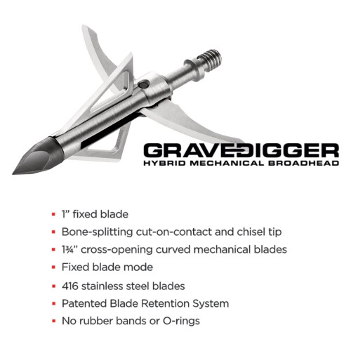 Gravedigger 4-Blade Mechanical Broadhead Chisel Tip 100 2