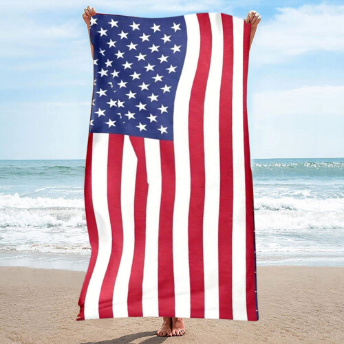 4th of July oversized beach towel striped quick-dry 1