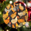 Ceramic Chicken Ornament Black White Yellow Rustic Holiday 8