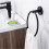 Black Round Bathroom Wall Towel Ring Single Holder 7