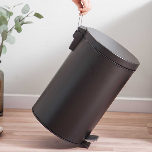 Step-on Trash Can with Lid, Matte Round Foot Pedal, 13 1