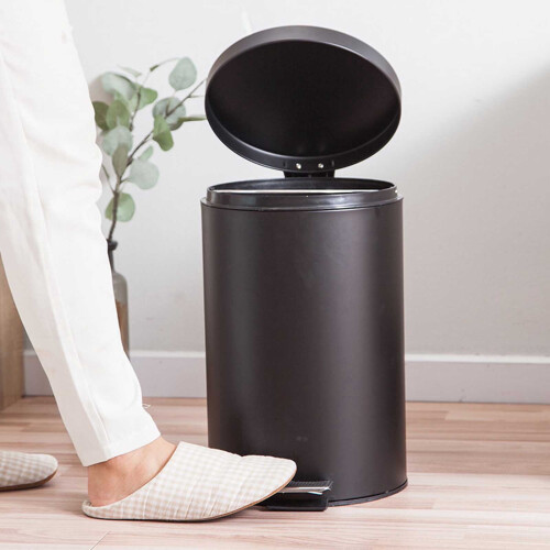 Step-on Trash Can with Lid, Matte Round Foot Pedal, 13 2