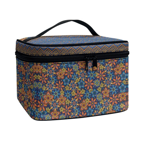 Large Make Up Bag Multi-Function Makeup Organizer With Brush Storage Makeup Case Friend Bohemian Floral 1