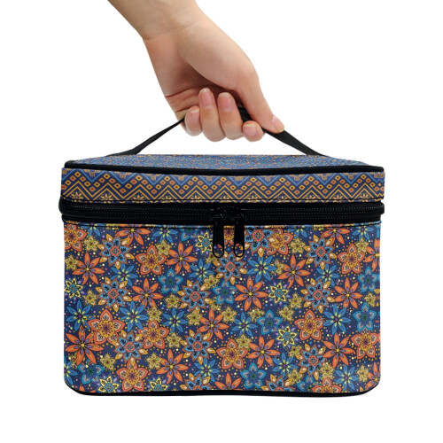 Large Make Up Bag Multi-Function Makeup Organizer With Brush Storage Makeup Case Friend Bohemian Floral 2