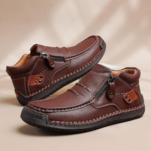 Willtoo men's handmade leather slip-on driving boots 1