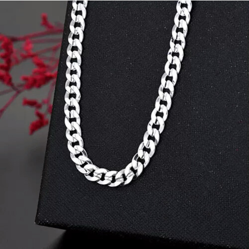 925 Sterling Silver Sideways Chain Necklace and Bracelet 2