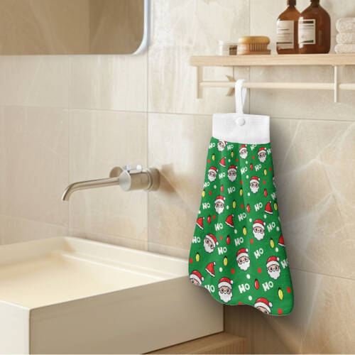 Santa Claus Hand Towels with Hanging Loops 2-Pack 2