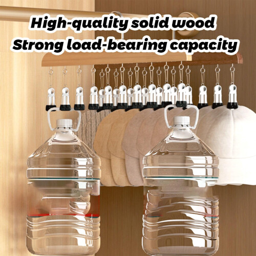 Closet Organizer Solid Wood Hanger with 10 Clips 2