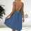Women's backless V-neck spaghetti strap maxi dress blue 6