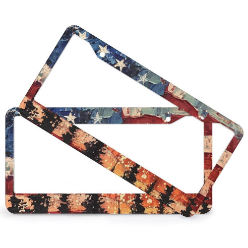 American Flag License Plate Cover Set 2 pcs 1