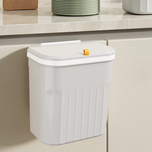 Under Sink Trash Can Gray Hanging Large Step-on Lid 2