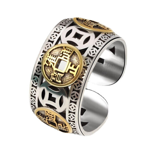 Five Emperors Copper Coin Ring Gold Korean Style 1