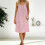 Women's sleeveless open-back summer dress pink medium length 7