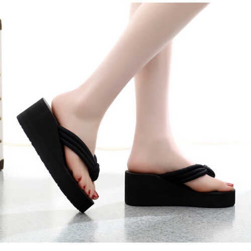 Black Knotted Platform Wedge Sandals Women 1 Pair 1