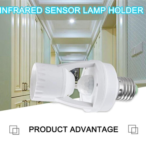 E27 Socket Converter with PIR Motion Sensor ABS LED Lamp 2