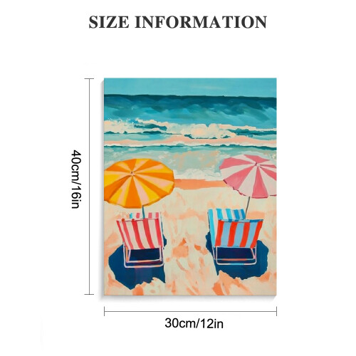 Beach Chairs Canvas Wall Art 12x16in 2