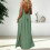 Women's sleeveless backless green flowy dress with split hem 2