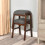 MODERION Footstool Solid Wood Legs 17.7 in Grey Fabric Seat 6