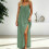 Women's sleeveless backless green flowy dress with split hem 5