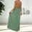 Women's sleeveless backless green flowy dress with split hem 7