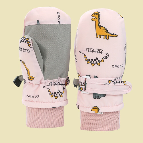 Kids Dinosaur Print Waterproof Mittens with Lining 1