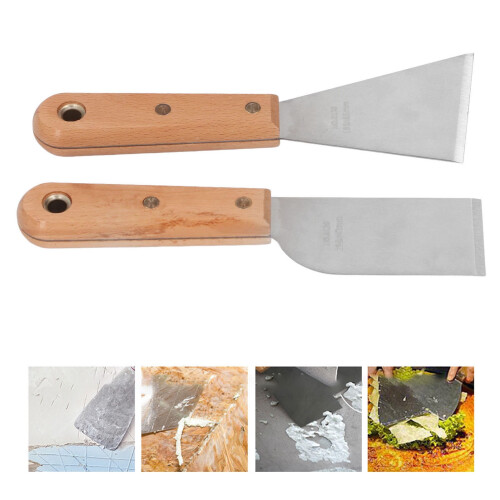 Stainless Steel Putty Scraper Set Wood Handle 2-Piece 2