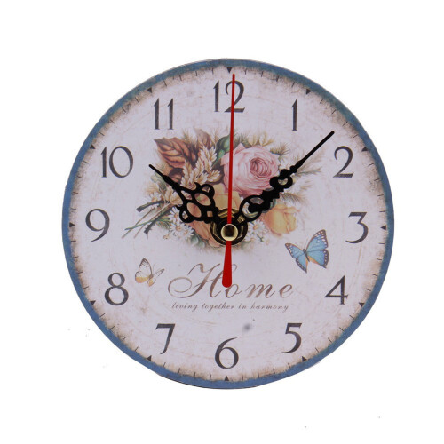 Wood Wall Clock Vintage Silent Design White 1