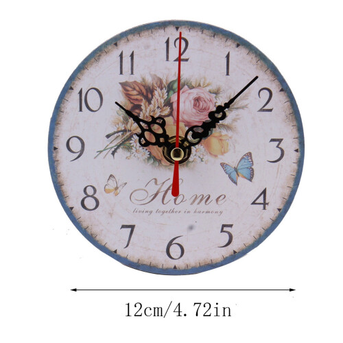Wood Wall Clock Vintage Silent Design White 2
