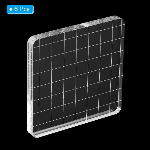 Acrylic Stamp Block 3x3 Inch 6 Pcs with Grid Lines 2