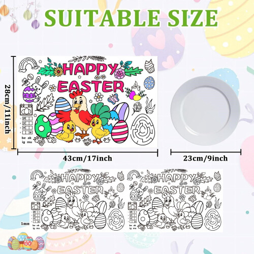 Easter Egg Paper Placemats Rabbit Chick Pattern 6-Pack 1