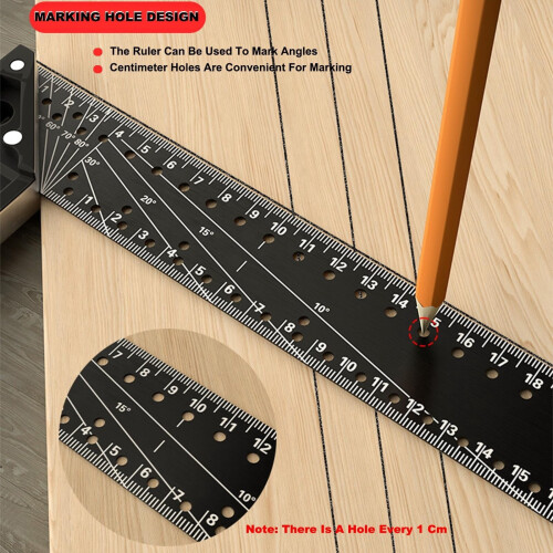 Woodworking Square Ruler 16 inch Multi-Angle Aluminum Steel 2