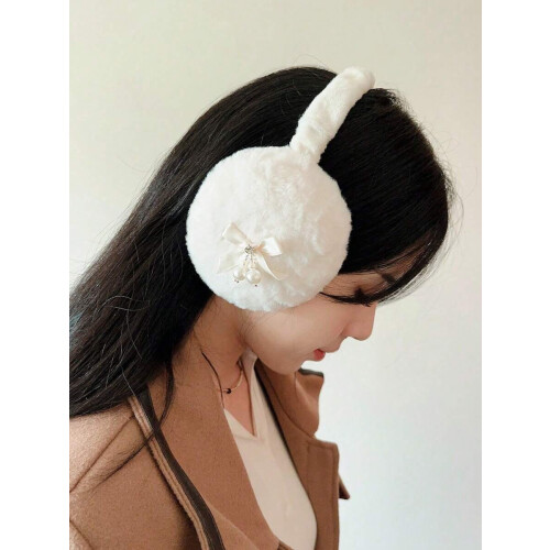 Y2K Pink Bow Plush Earmuffs Windproof 1pc 1