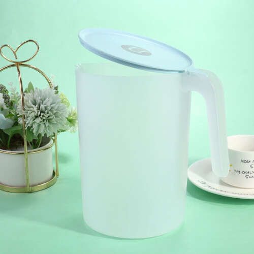 1Pc 2000ML Heat Resistant Plastic Beverage Kettle Cold Water Jug Juice Pitcher with Handle Blue 2