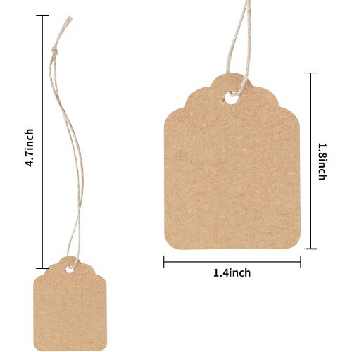 Kraft Paper Price Tags with String 1.4x1.8 inch 500 pcs 1