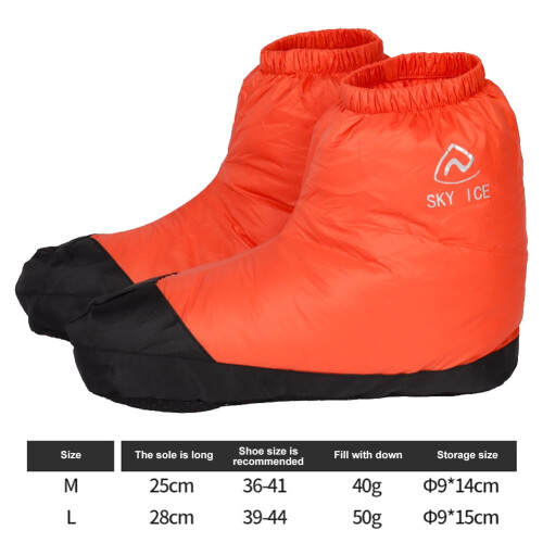 Down Slippers Socks Windproof Thermal Boots Orange M 1