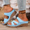 Light Blue Women's Wedge Sandals Peep Toe Platform 1 Pair 4