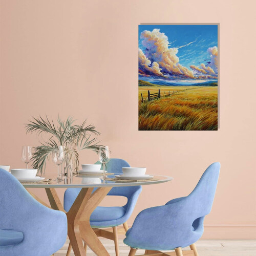 Grass Clouds Landscape Canvas Art 12x16in 1