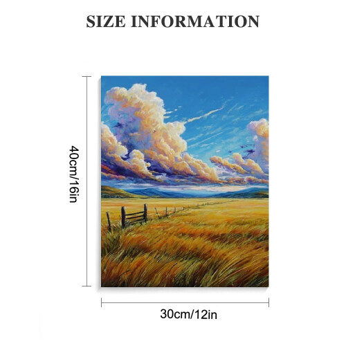 Grass Clouds Landscape Canvas Art 12x16in 2