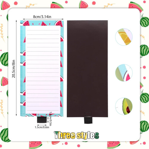 Magnet Notepad for Fridge Grocery List Fruit Print Wide 2