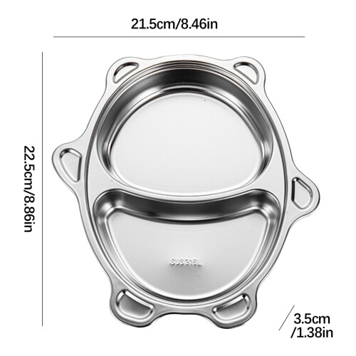 Stainless Steel Kids' 2-Compartment Dinner Plate Animal 2