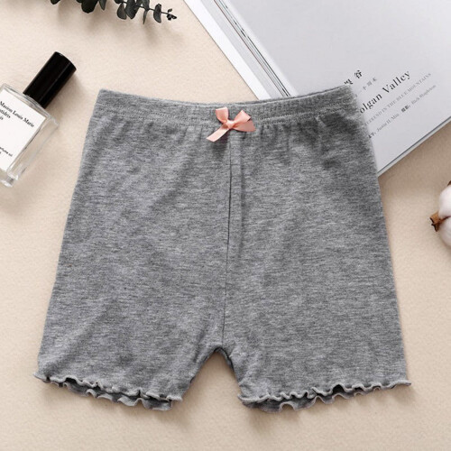 Girls Solid Color Boyshort Underwear with Lace Trim 1
