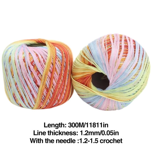 2 Rolls Fine Cotton Yarn Segmental Dyed Silk Thread for Crochet and Knitting Projects Type 23 1