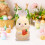 Bunny Night Light - Easter Bunny Figurines - 3.14x3.93in - Button Battery Powered - Strawberry 3