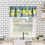 Yellow Lemon Valance Blue Tiles Vintage Rustic Cafe Window 2