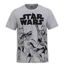 (L, Grey) Star Wars Mens Logo Short-Sleeved T-Shirt