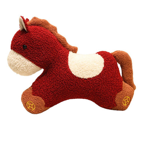 Horse-Shaped Throw Pillow Red Plush Soft Cushion 1 Piece 1