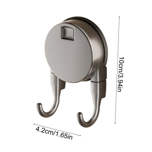 Suction Cup Double Head Hook Wall Mount Beige Gray 3.9x1.65 2